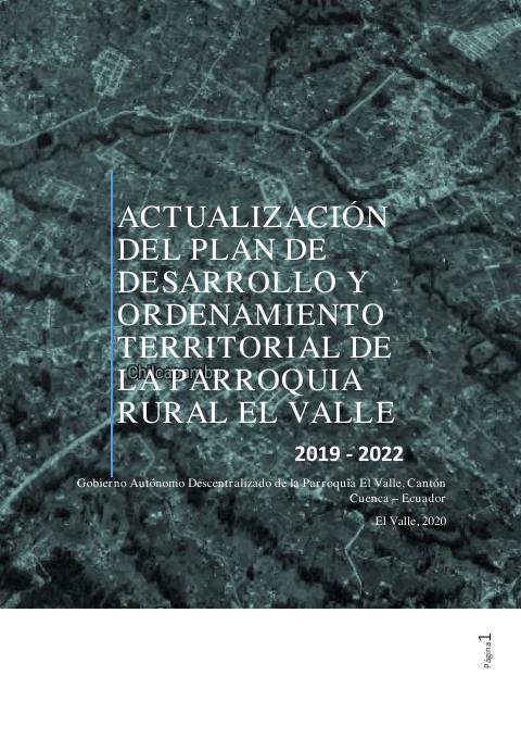 Preview: Actualización del Plan de Desarrollo y Ordenamiento Territorial de la parroquia El Valle