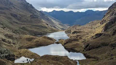 Linked lagoons in a mountain valley