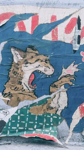 An animal among bold painted shapes