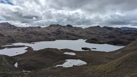 Dark lakes in rocky paramo.