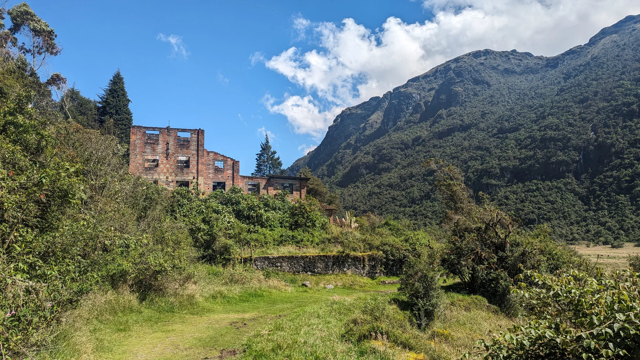 Lakeside house and mountain.