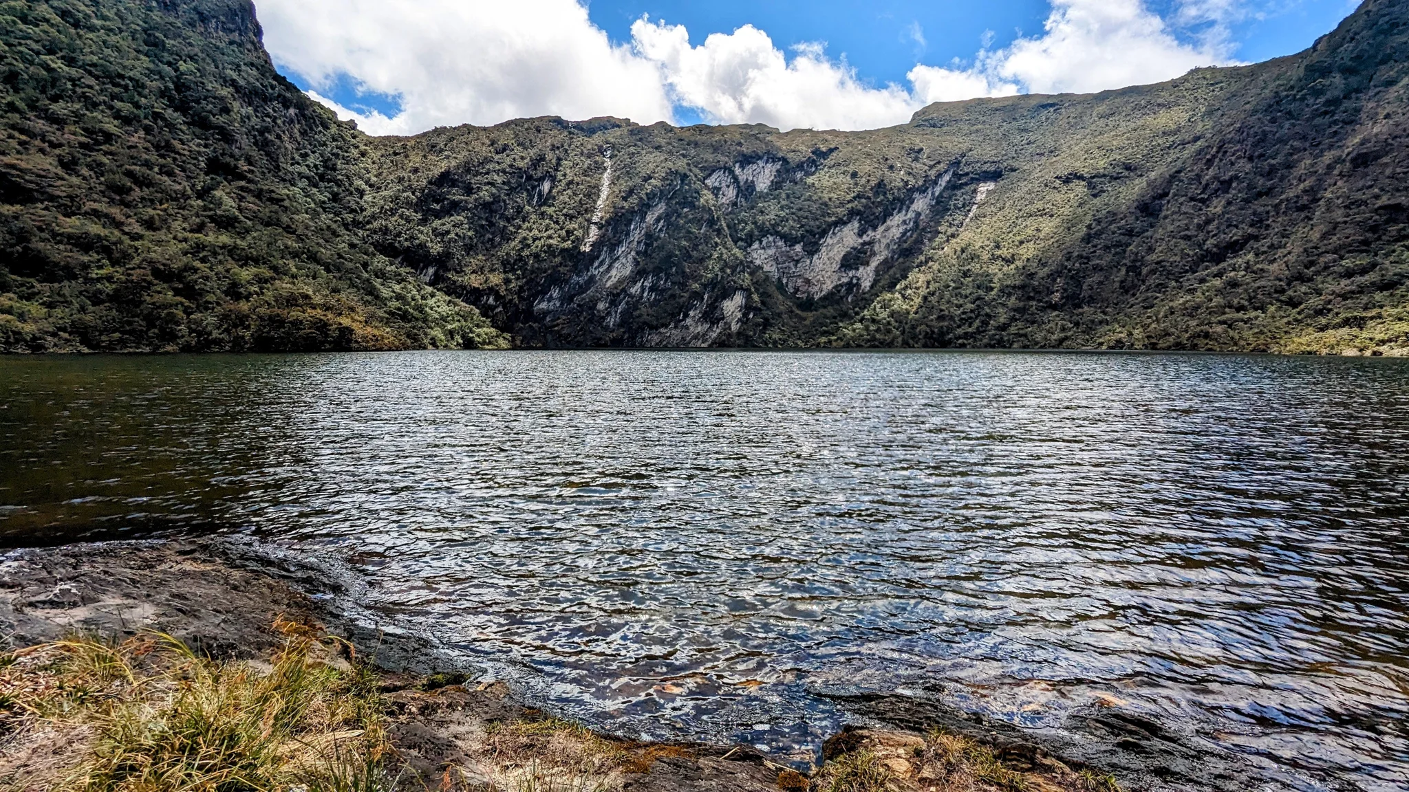 Mountain lake under clouds. The water body is not securely named.