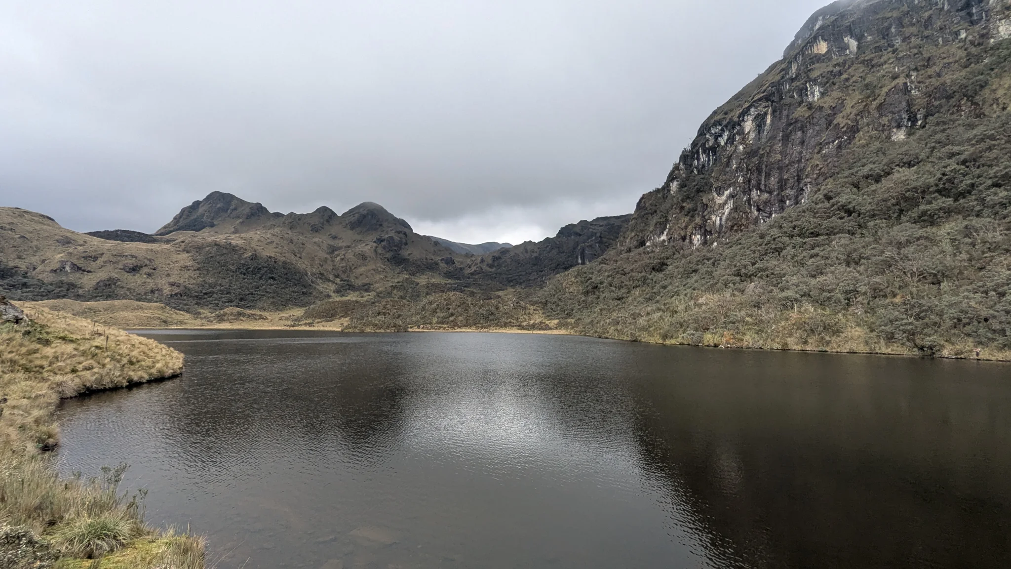 Misty highland lake.