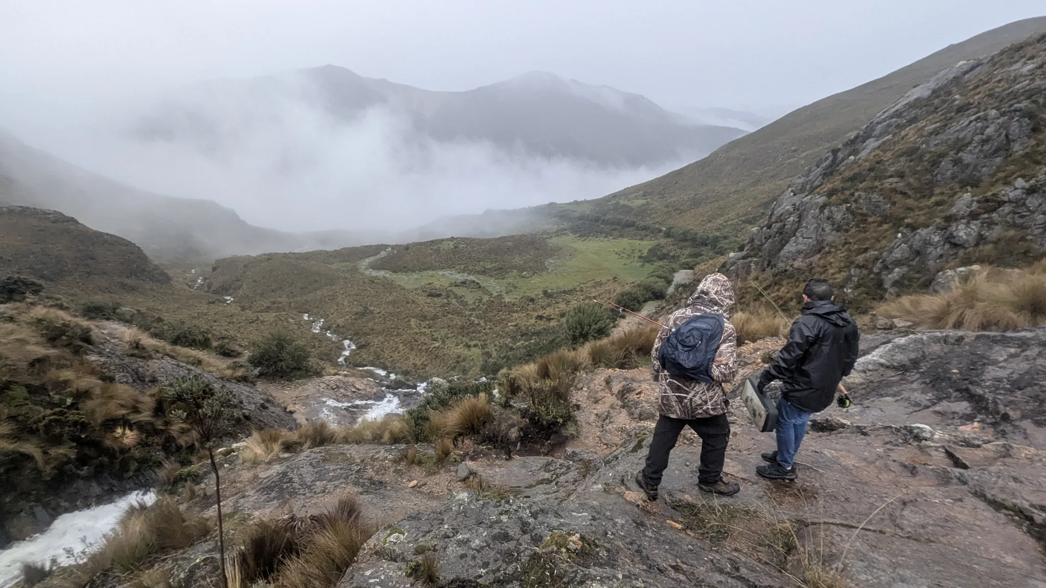 A rocky path above the valley