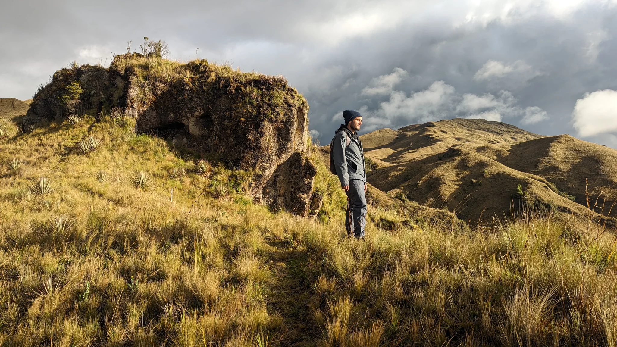 Walking between rocky outcrops