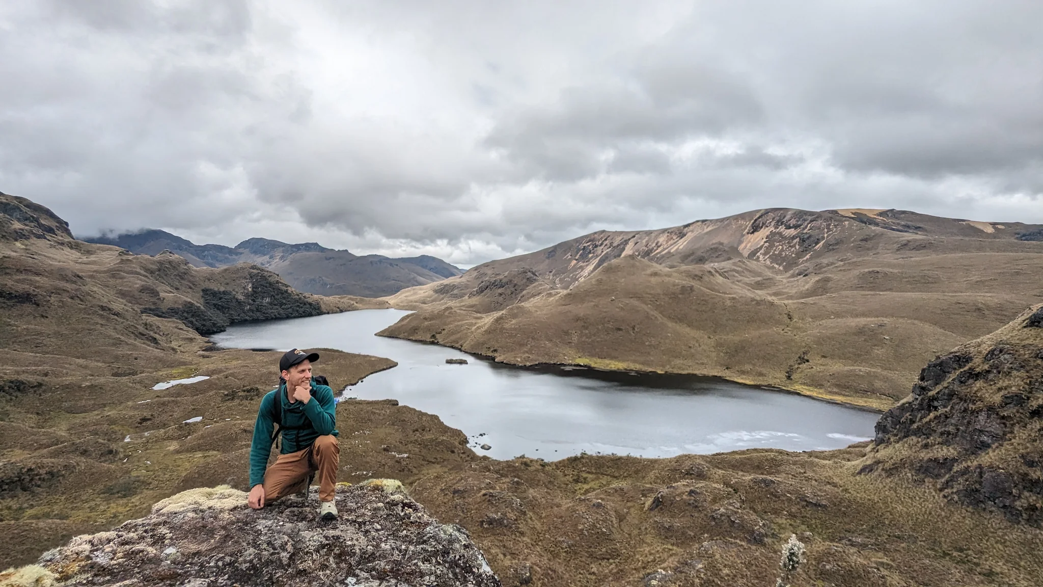 Walker overlooking the Laguna Larga basin.