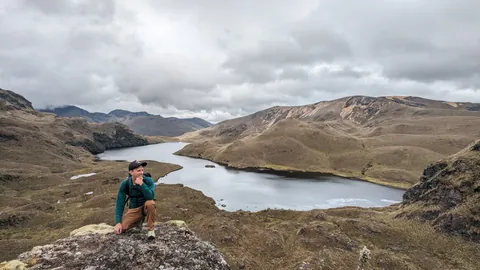 Walker overlooking the Laguna Larga basin.