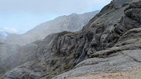 A close view of the mountain wall