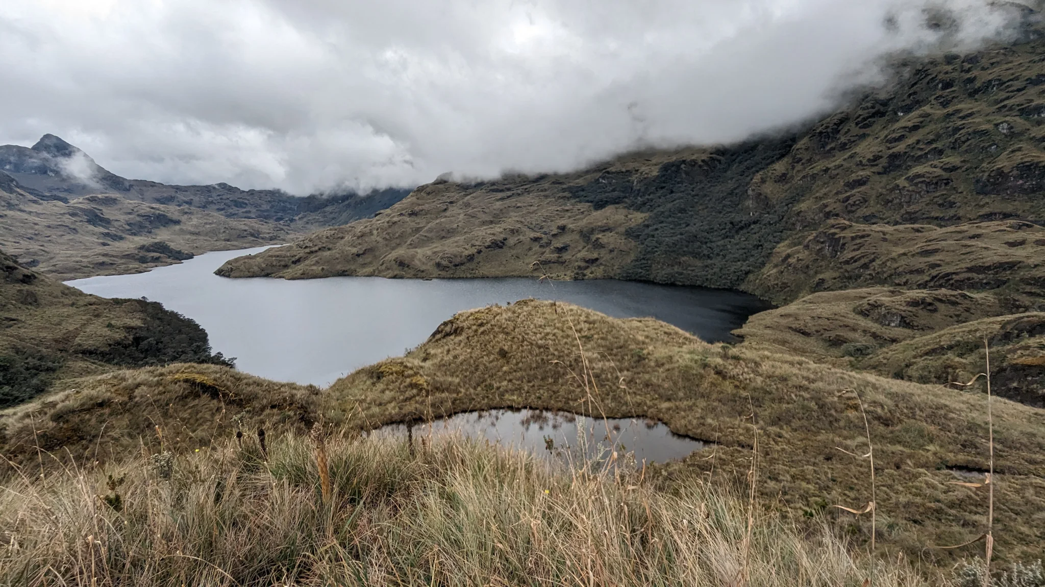 Highland lake and mountain basin.