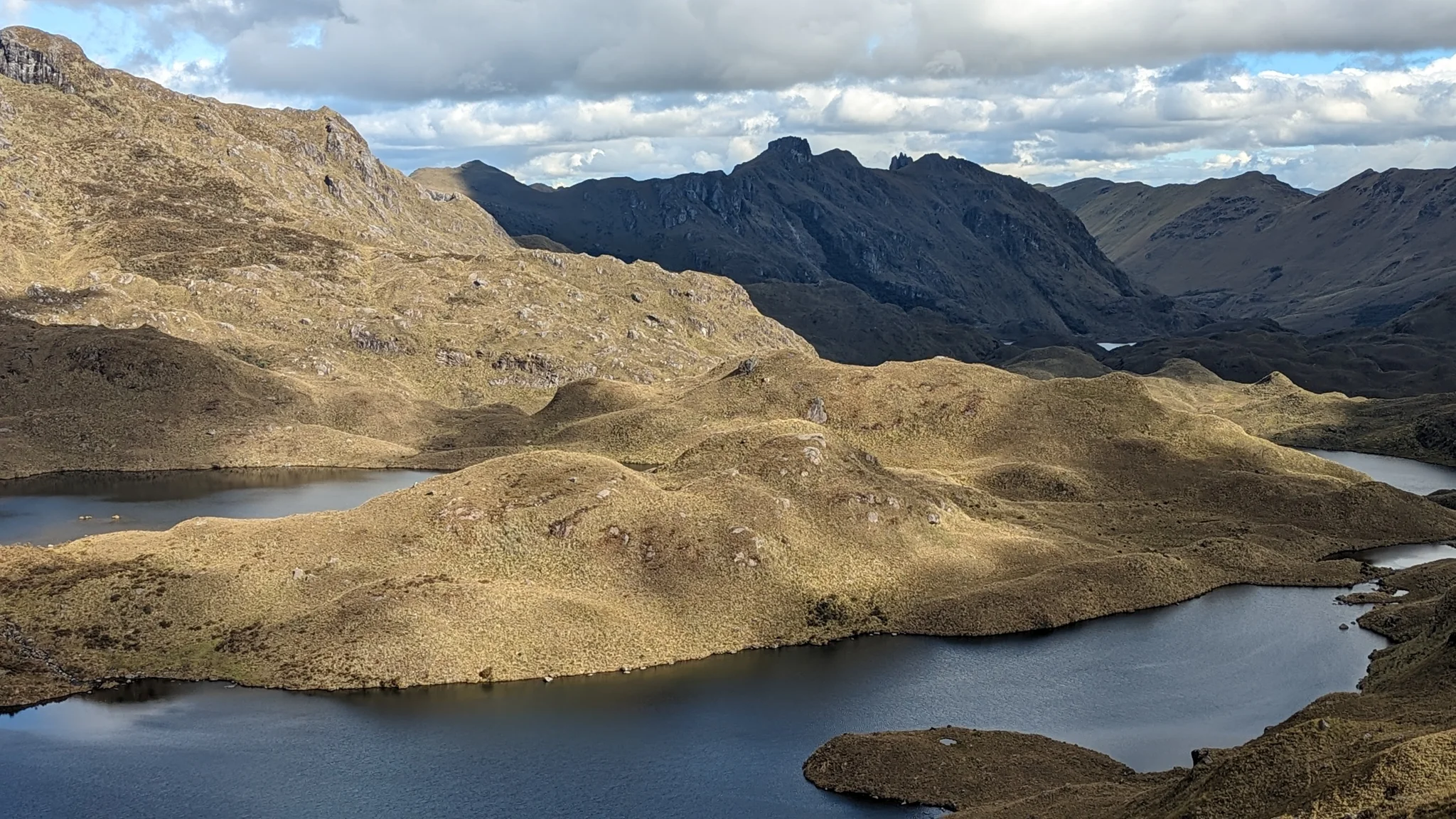 Lagoons below mountain ridge.